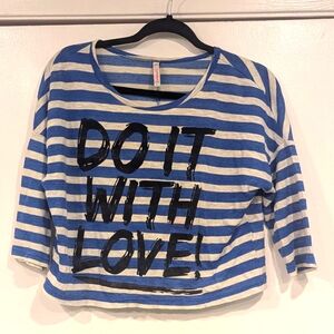 Crop Top Blue and White Stripe
